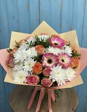 Букет цветов из:  Розы, Герберы и Хризантемы в Ашитково