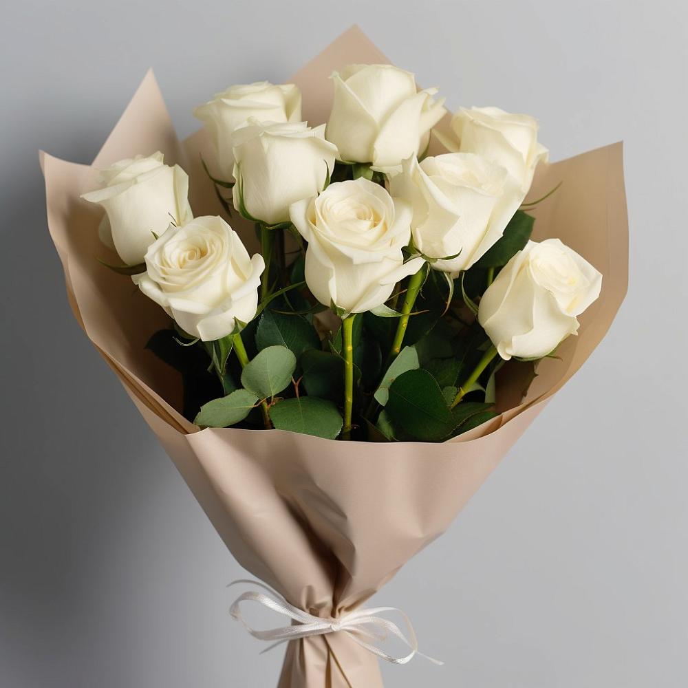 Букет 9 Белых роз Эдлесс Лав в Ашитково