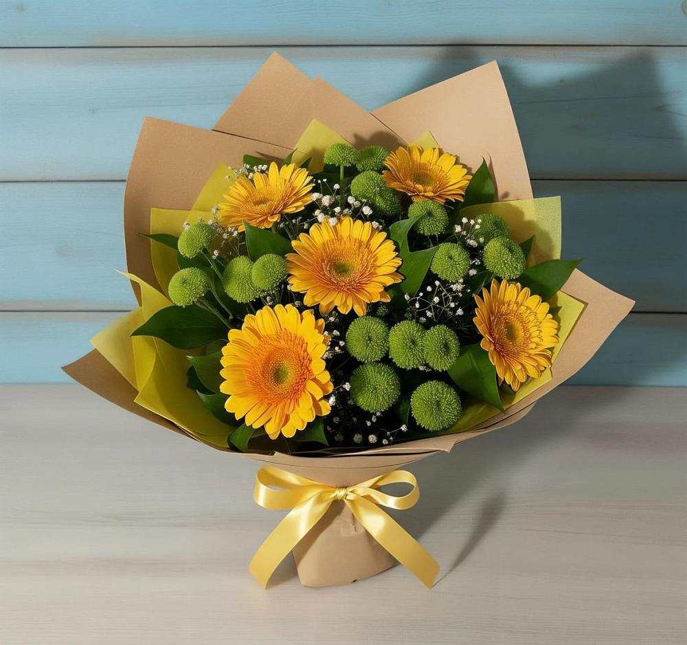 Букет цветов из: Герберы и Хризантемы в Ашитково