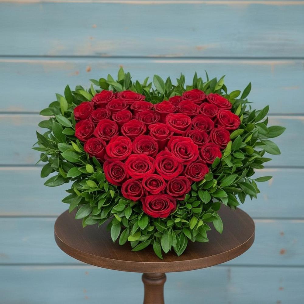 Цветочная композиция из Розы в виде сердца в Ашитково