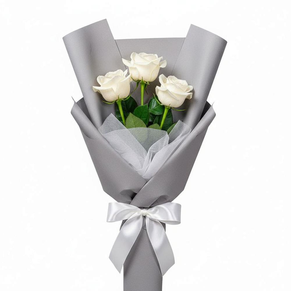 Букет 3 белые розы в Ашитково