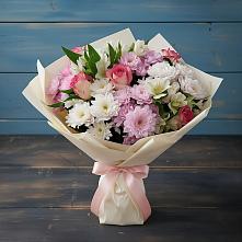 Букет цветов из:  Хризантемы, Альстромерии и Розы в Ашитково