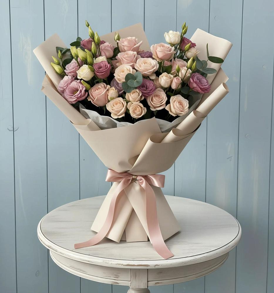 Букет цветов из: Розы и Лизиантусы в Ашитково