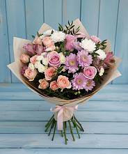 Букет цветов из:  Хризантемы, Розы и Альстромерии в Ашитково