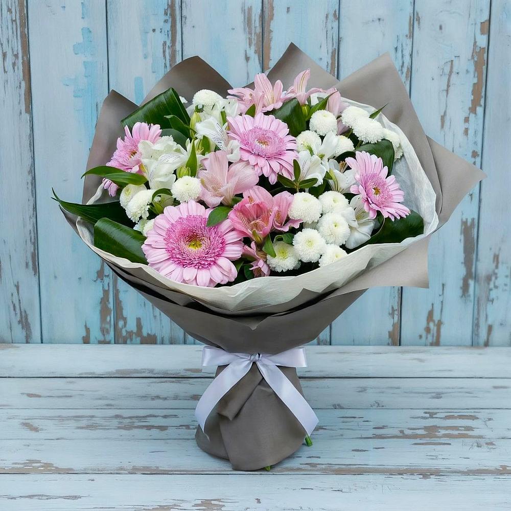 Букет цветов из: Герберы, Альстромерии и Хризантемы в Ашитково